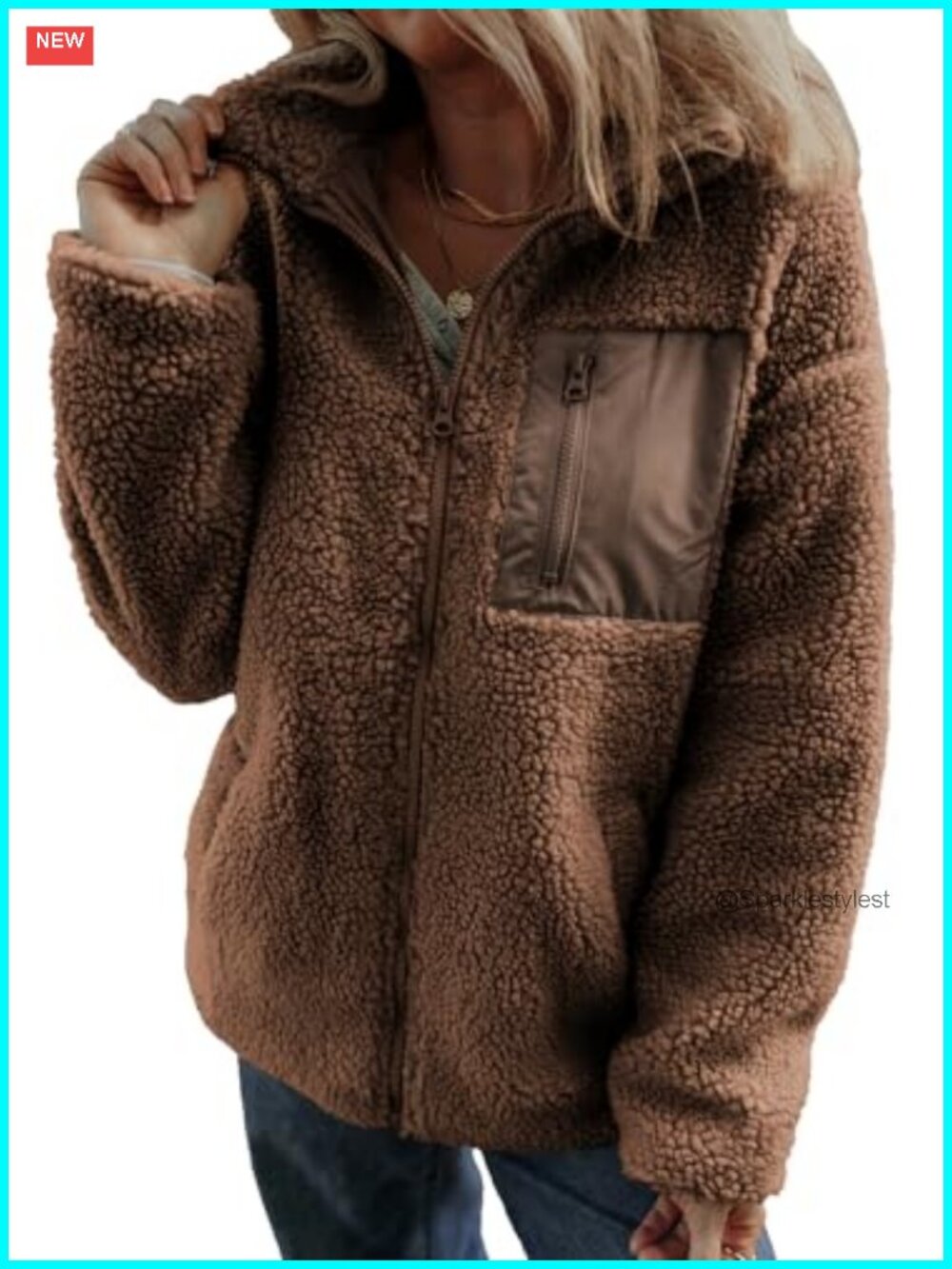 Womens Fleece Teddy Jacket Long Sleeve Full Zip Warm Winter Coat